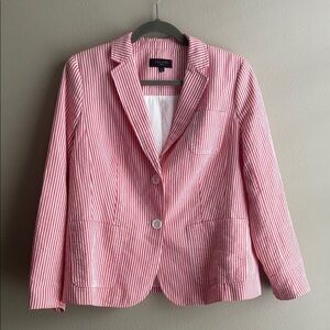 Talbots Red and White Striped Cotton Blazer size 12p 12 P
